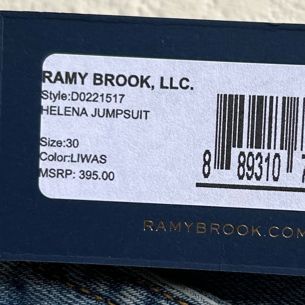 NWT Ramy Brook Helena Zip Front Flared Leg Light
Wash Denim Jumpsuit Sz 30 - Picture 13 of 14